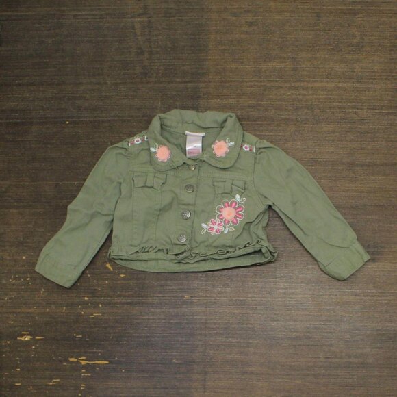 Nannette Infant Baby Embroidered Button Up Jean Jacket Green 24M - Picture 1 of 5